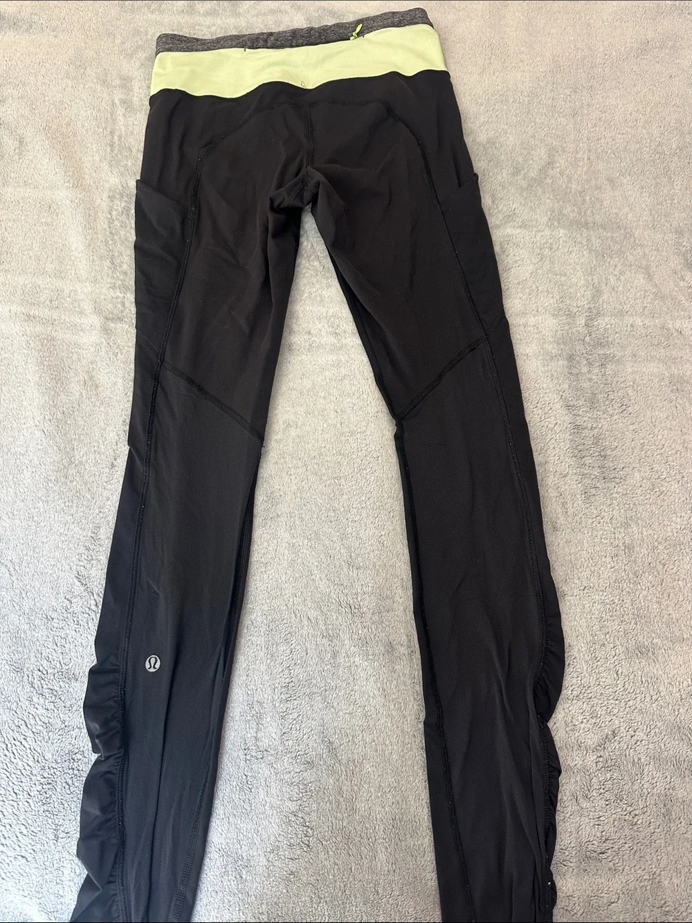 Black Leggings with Lime Waistband